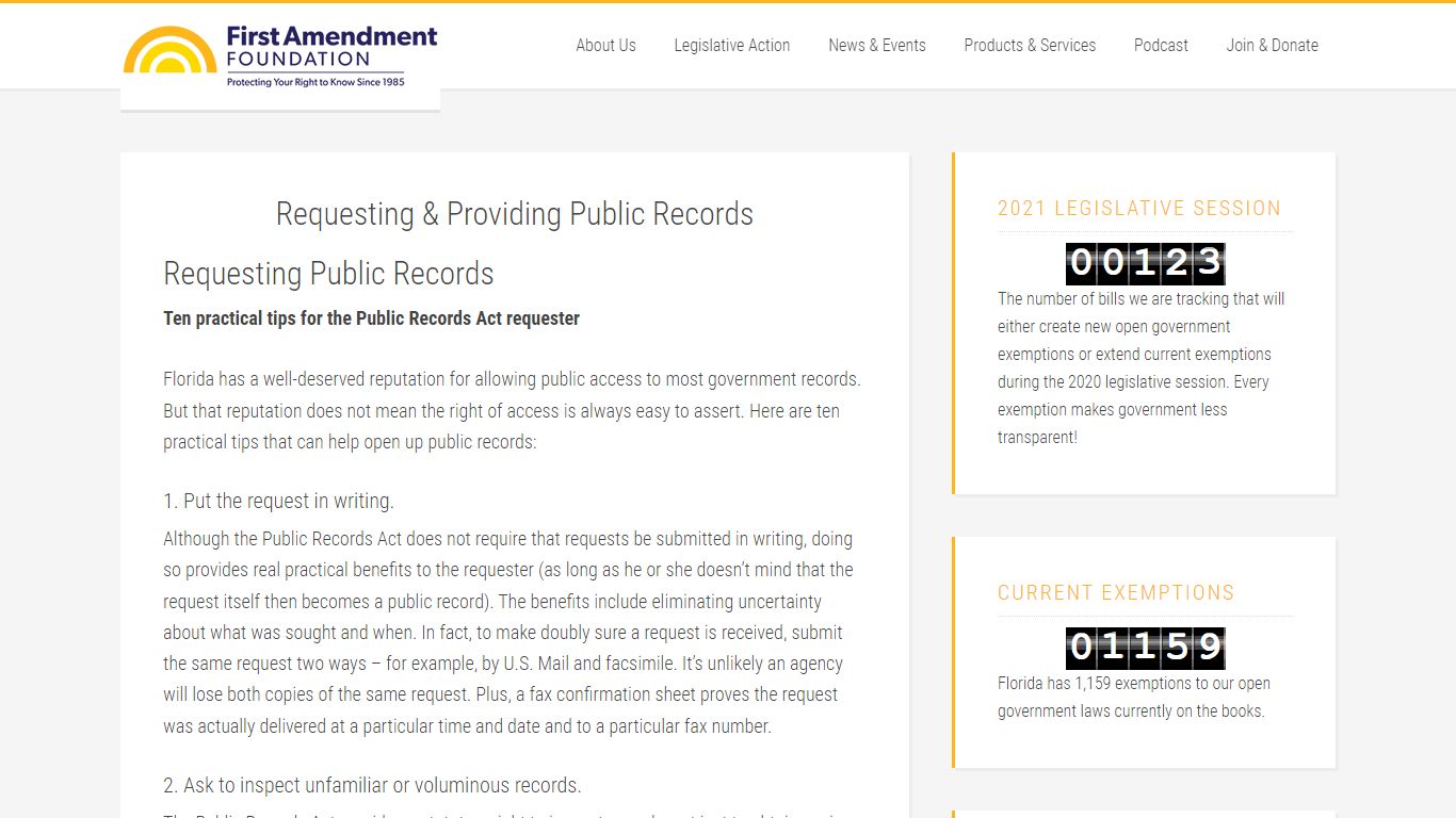 Requesting & Providing Public Records - floridafaf.org